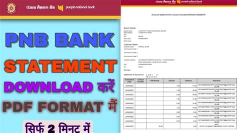 pnb statement of account.